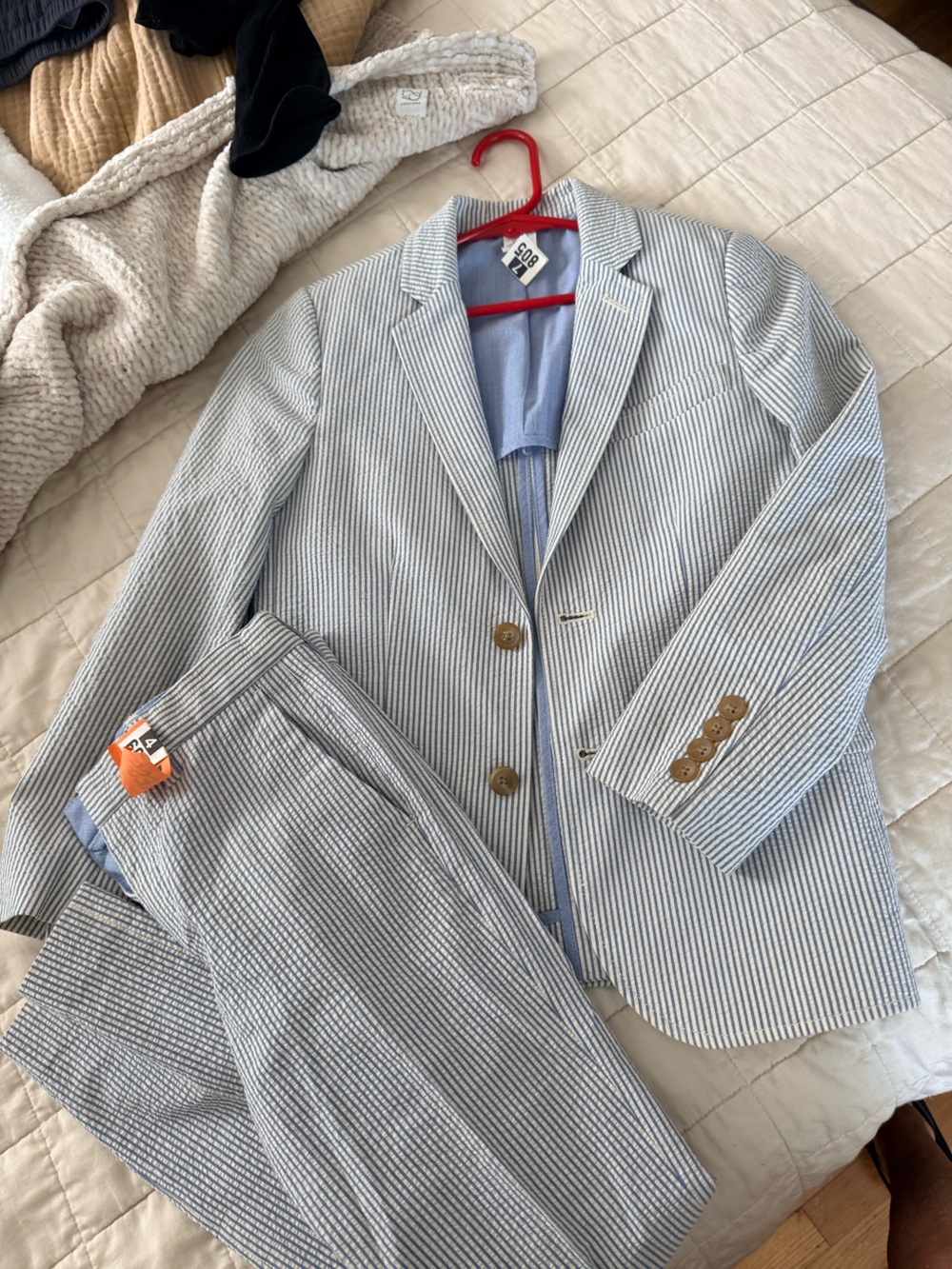 J.Crew boys Blue & White Seersucker suit